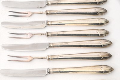 Lot 57 - A set of six Art Deco silver handled (filled)...