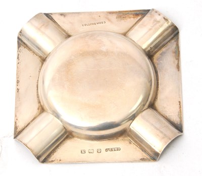 Lot 63 - A pair of silver ashtrays of shaped square...