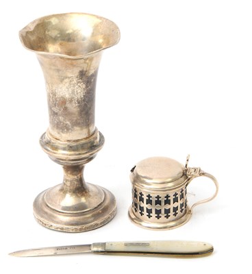 Lot 65 - Mixed Lot: A silver Chester assay marked vase,...