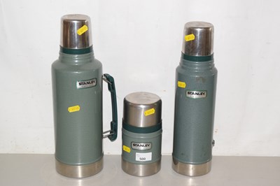 Lot 500 - Group of three Stanley flasks