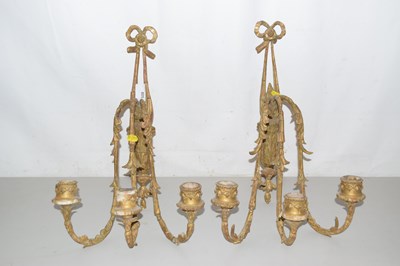 Lot 508 - A pair of gilt finish three branch wall...