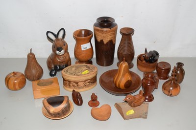 Lot 509 - A collection of various Treen vases, ornaments,...