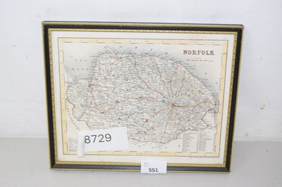 Lot 551 - A framed map of Norfolk
