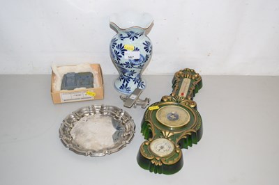 Lot 567 - A reproduction Delft vase, barometer etc