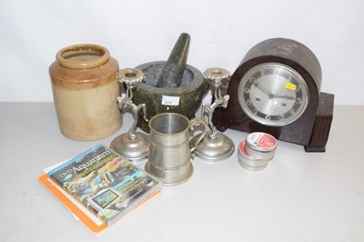 Lot 574 - Mixed Lot: Pestle and mortar, pair of chrome...