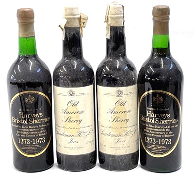 Lot 196 - Sandeman Old Amaroso Sherry x2 and Harveys...