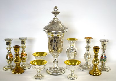 Lot 74 - Quantity of mercury glass wares including a...