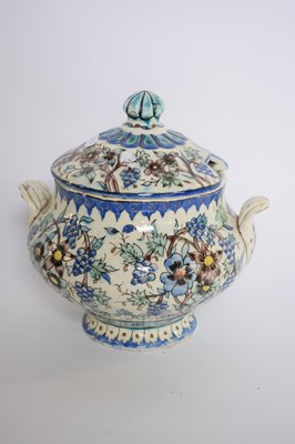 Lot 80 - Persian or Turkish pottery vase and cover...