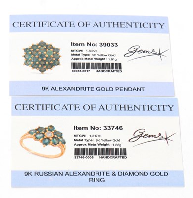 Lot 11 - A 9ct Russian alexandrite ring and pendant,...