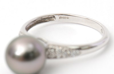 Lot 5 - A 9ct pearl and diamond ring, the Tahitian...