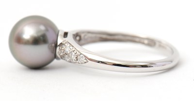 Lot 5 - A 9ct pearl and diamond ring, the Tahitian...
