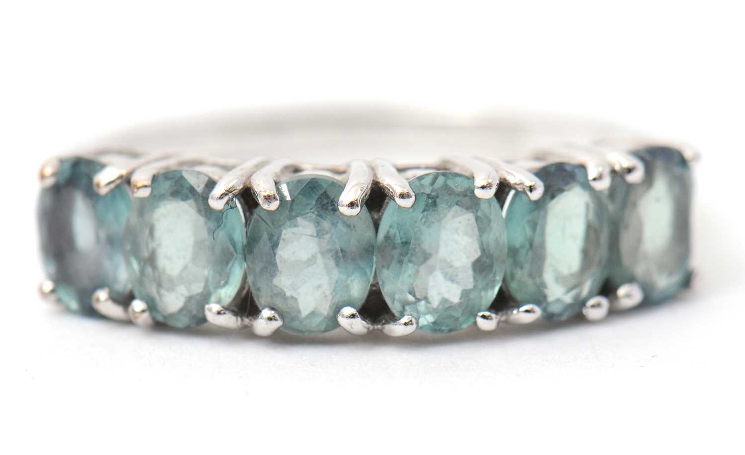 Lot 9 - A 9ct Russian alexandrite ring, set with six...