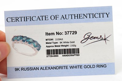 Lot 9 - A 9ct Russian alexandrite ring, set with six...