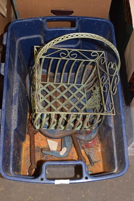 Lot 806 - Box containing metal G clamps and a metal planter
