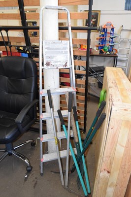Lot 848 - A stepladder and a quantity of garden tools