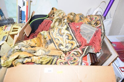 Lot 719 - Box of mixed items, assorted pictures, teddy...