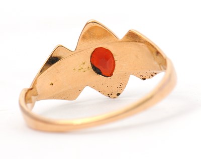 Lot 32 - A 15ct garnet and split pearl ring, with...