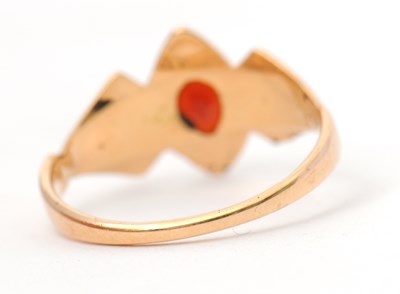 Lot 32 - A 15ct garnet and split pearl ring, with...