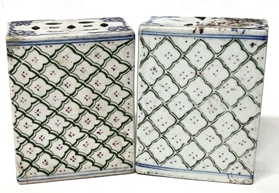 Lot 255 - Group of two Chinese porcelain pillows blue...
