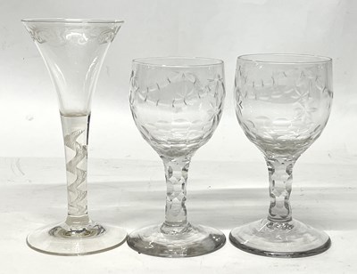 Lot 272 - Group of drinking glasses including two with...