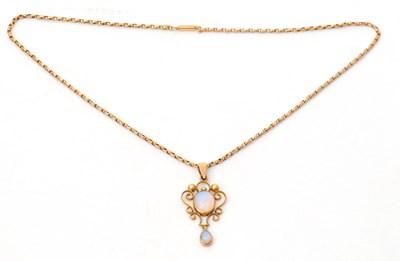 Lot 67 - A 15ct opal pendant and 9ct necklace, the...