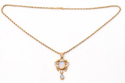 Lot 67 - A 15ct opal pendant and 9ct necklace, the...