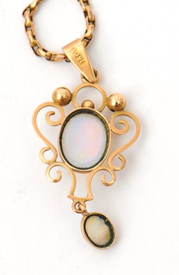 Lot 67 - A 15ct opal pendant and 9ct necklace, the...
