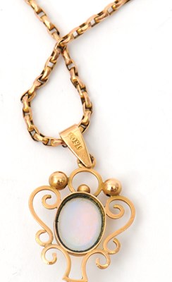 Lot 67 - A 15ct opal pendant and 9ct necklace, the...