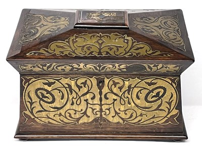 Lot 300 - A large sarcophagus shaped tea caddy with...