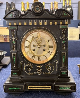 Lot 301 - A 19th Century slate mantel clock with gilt...