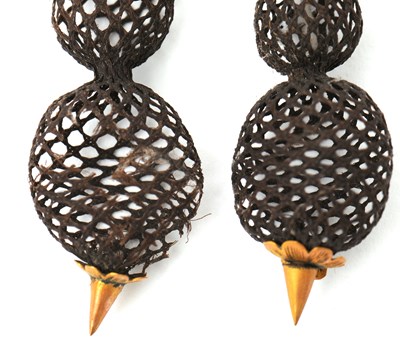 Lot 74 - A pair of 19th century hairwork earrings,...