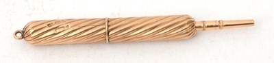 Lot 111 - A 9ct gold propelling pencil having a wrythen...