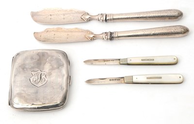 Lot 123 - Mixed Lot:  A George V silver cigarette case,...