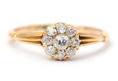 Lot 39 - A diamond ring, the small round cluster set...