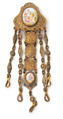 Lot 139 - A mid 19th Century gilt metal and porcelain...