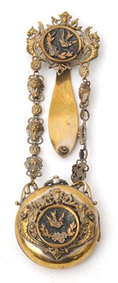 Lot 144 - A mid 19th Century gilt metal chatelaine watch...