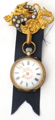 Lot 145 - A gilt metal chatelaine fob watch holder in...