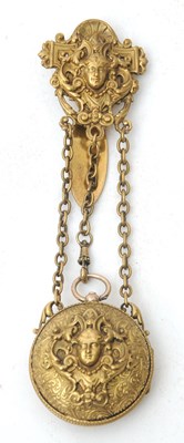 Lot 147 - A Victorian gilt metal chatelaine watch case...