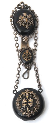 Lot 148 - A Victorian metal and Vulcanite chatelaine...