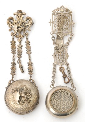 Lot 151 - Two vintage metal chatelaine watch clip...
