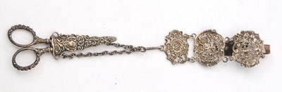 Lot 155 - A Dutch silver chatelaine clip comprising...