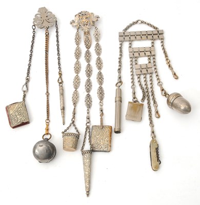 Lot 158 - Mixed Lot:  Three vintage plated chatelaine...