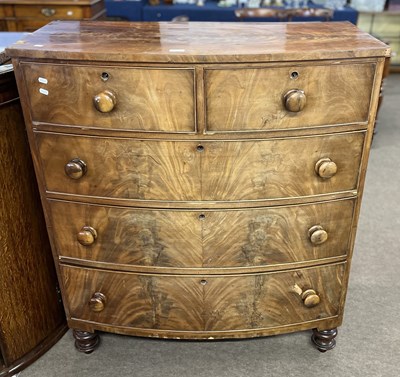 Lot 373 - A Victorian mahogany bow front chest of two...