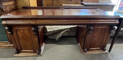 Lot 404 - A Victorian mahogany twin pedestal sideboard,...