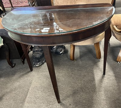 Lot 429 - A 19th Century mahogany demi lune hall table...