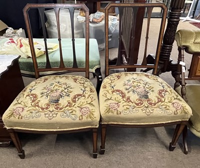 Lot 435 - A pair of Sheraton Revival mahogany and inlaid...
