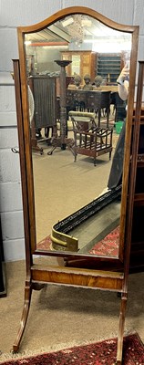 Lot 451 - A Georgian Revival cheval mirror, the arched...