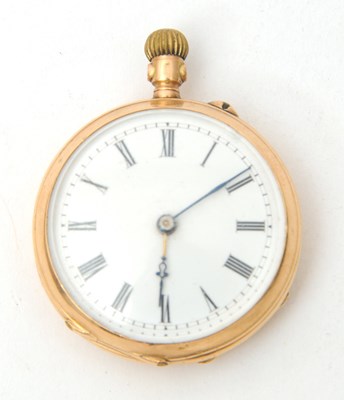 Lot 163 - A yellow metal fob watch stamped on the case...