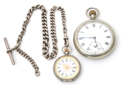 Lot 173 - Mixed Lot: Two pocket watches, one white metal...