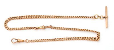 Lot 175 - A yellow metal Albert watch chain stamped 9ct...